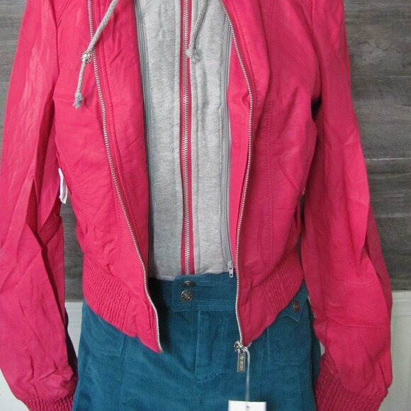 PALOMARES LADIES MAGENTA VEGAN LEATHER BOMBER JACKET - Picture 15 of 15